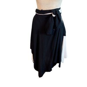 Candice Maui Hawaii Asymmetrical Handkerchief Hem Wrap Skirt Black White